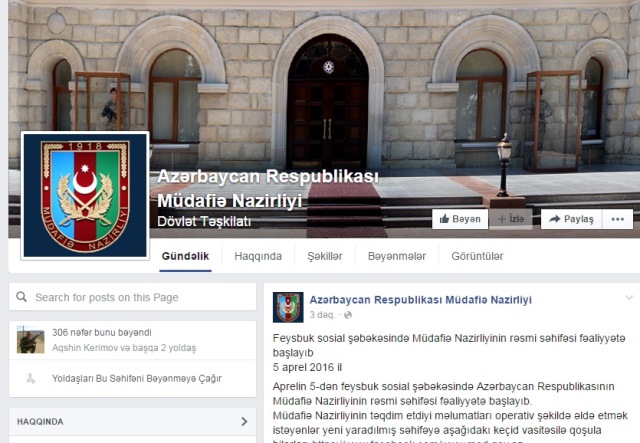 Müdafiə Nazirliyi `facebook`-da səhifə açdı - RƏSMİ